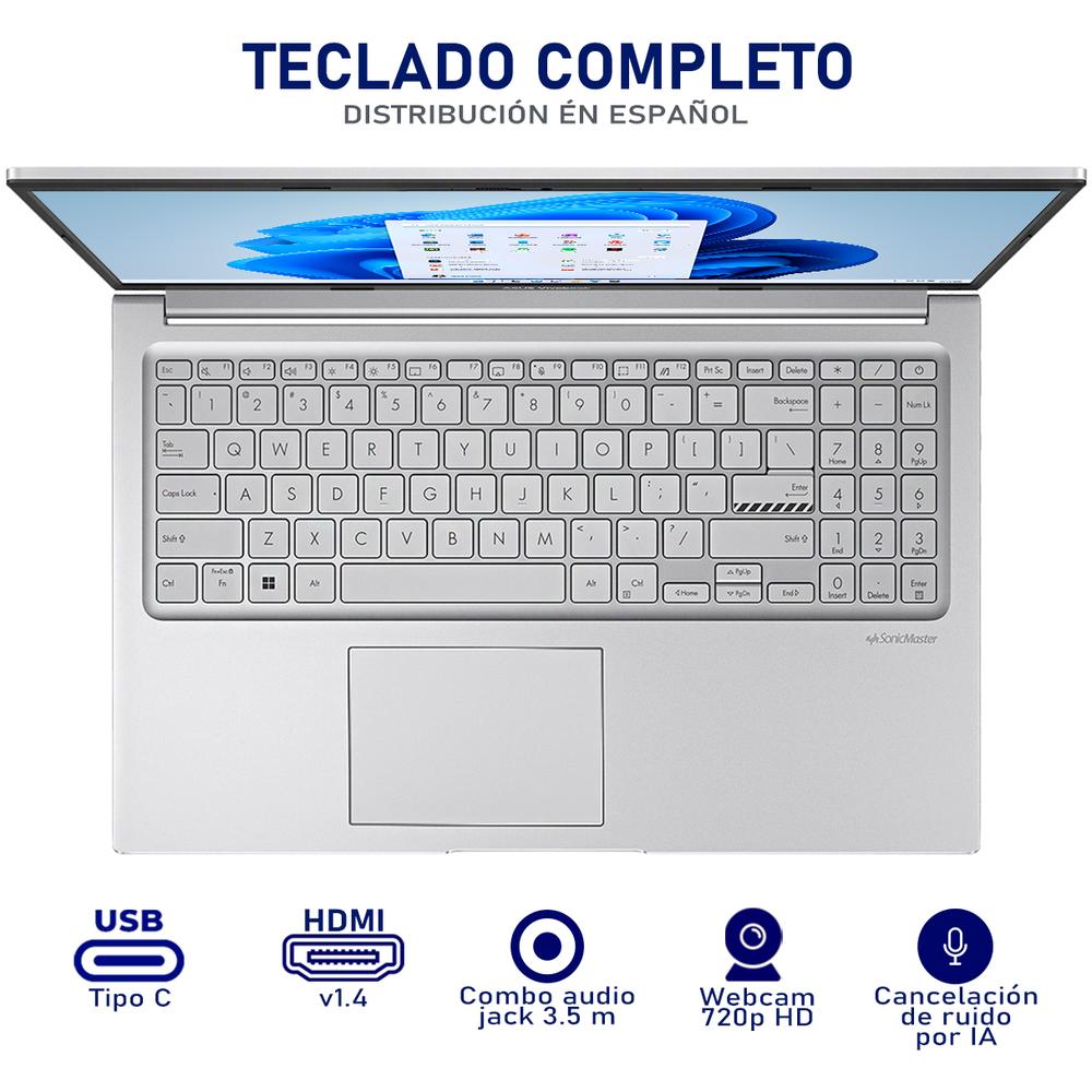 Foto 5 pulgar | Laptop Asus Vivobook 15 Intel Core I3 1215u 8gb Ram 512gb Ssd 15.6'' Windows 11 Home Teclado En Español Reacondicionado