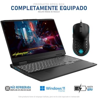 Foto 3 | Laptop Gamer Lenovo Gaming 3 Rtx 3050 Amd Ryzen 5 6600h 16gb 1.5tb Ssd 15.6'' W11h Mouse Teclado en Español Reacondi