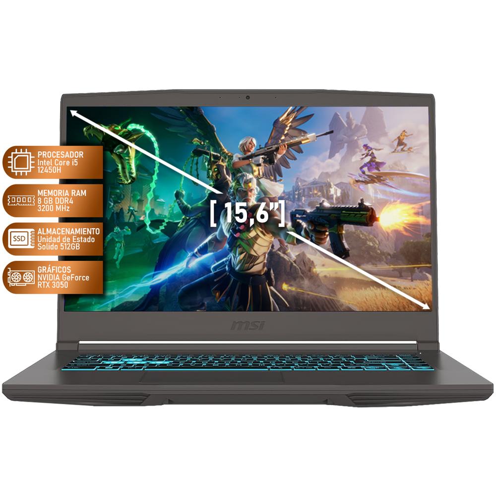 Foto 3 pulgar | Laptop Gamer Msi Thin 15 Rtx 3050 Intel Core I5 12450h 8gb Ram 512gb Ssd 15.6'' 144hz W11h Teclado En Ingles Reacond