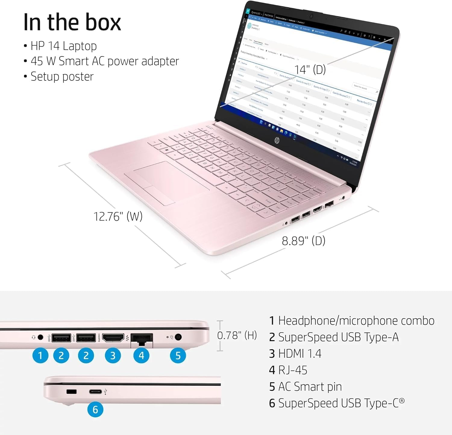 Foto 8 pulgar | Laptop Hp New 14 Hd Ultraligero, Delgado, 16 Gb De Ram, 564 Gb, Rosa - Venta Internacional.