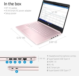 Foto 7 | Laptop Hp New 14 Hd Ultraligero, Delgado, 16 Gb De Ram, 564 Gb, Rosa - Venta Internacional.