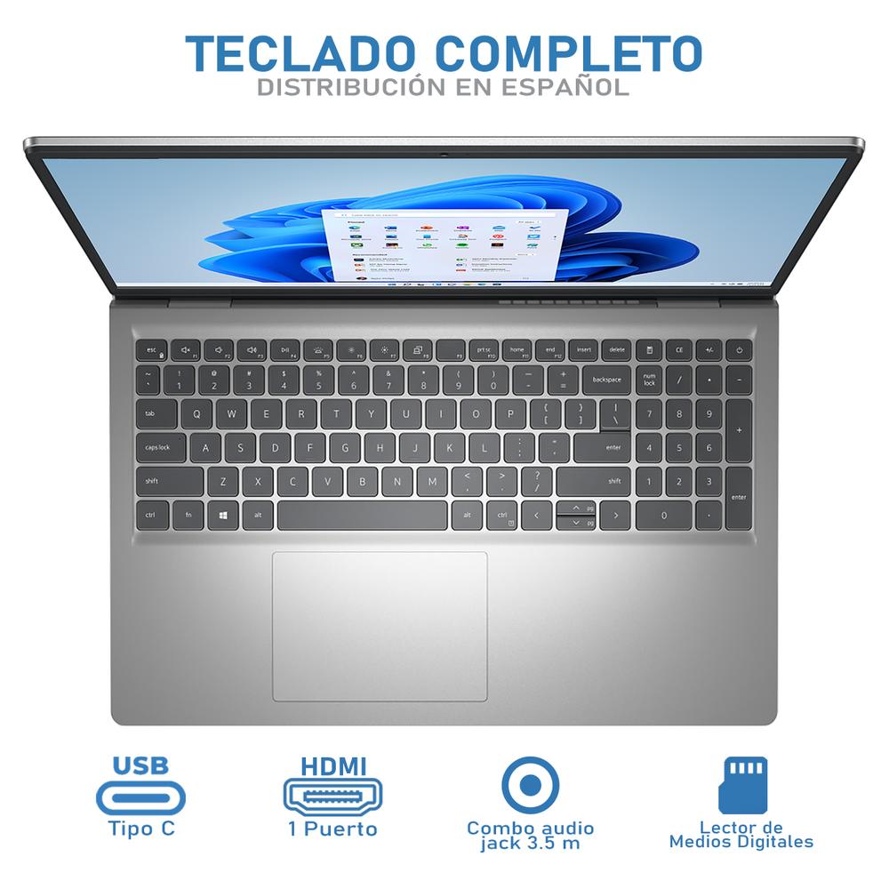 Foto 5 pulgar | Laptop DELL Inspiron 15 15.6 Pulgadas Windows 11 Home AMD Ryzen 5 7520U 8 GB RAM 512 GB SSD Gris Reacondicionada
