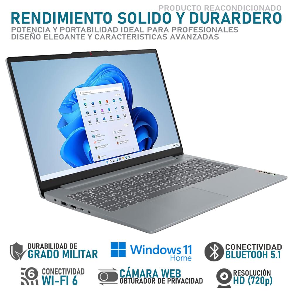 Foto 4 pulgar | Laptop Lenovo IdeaPad Slim 15.6 Pulgadas Windows 11 Home AMD Ryzen 5 7520U 8 GB RAM 256 GB SSD Gris Reacondicionada