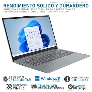 Foto 3 | Laptop Lenovo IdeaPad Slim 15.6 Pulgadas Windows 11 Home AMD Ryzen 5 7520U 8 GB RAM 256 GB SSD Gris Reacondicionada
