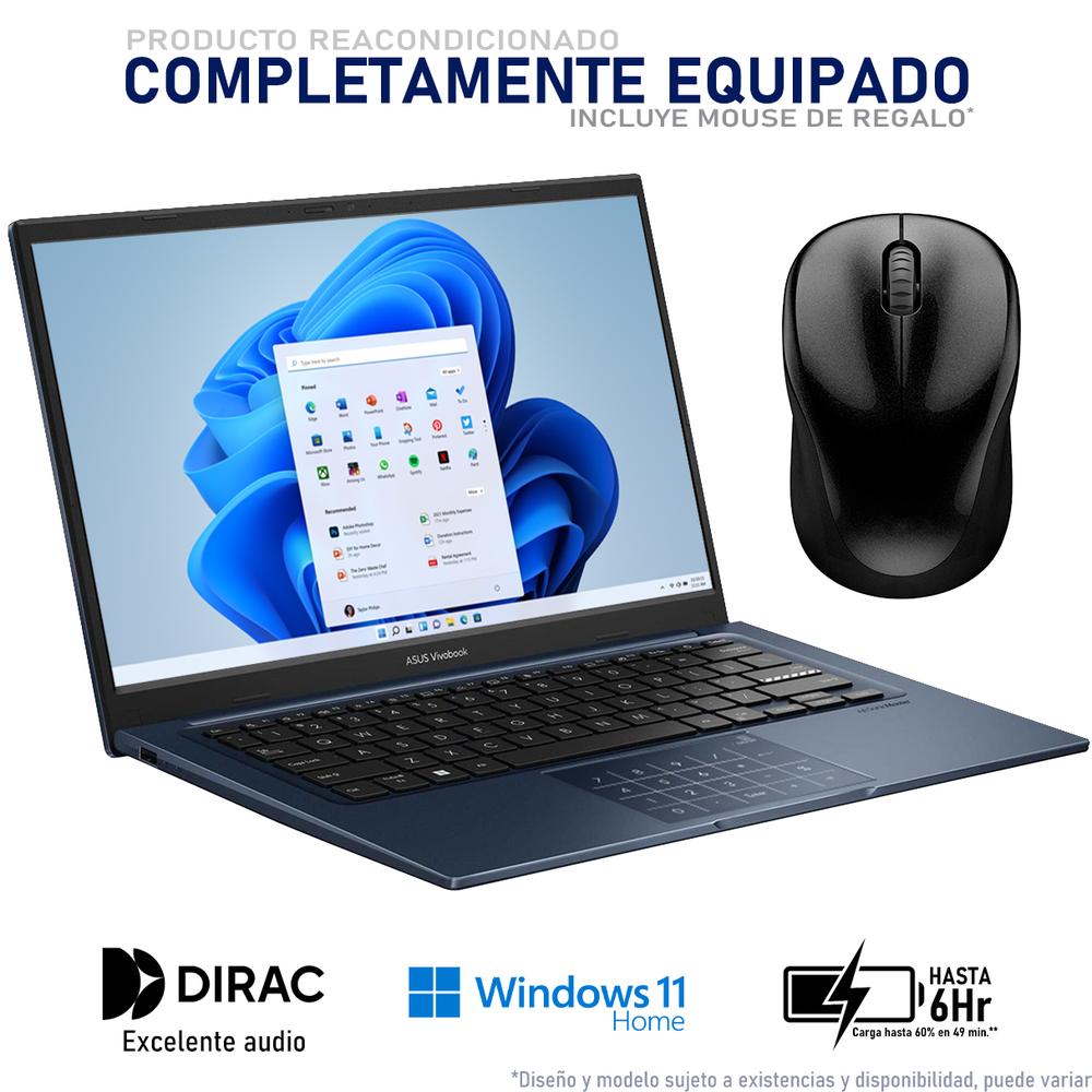 Foto 4 pulgar | Laptop Asus Vivobook 14 Intel Core I5 1235u 24gb 512gb Ssd 14'' Fhd W11h Español Azul + Mouse Reacondicionado