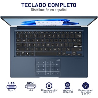 Foto 4 | Laptop Asus Vivobook 14 Intel Core I5 1235u 24gb 512gb Ssd 14'' Fhd W11h Español Azul + Mouse Reacondicionado