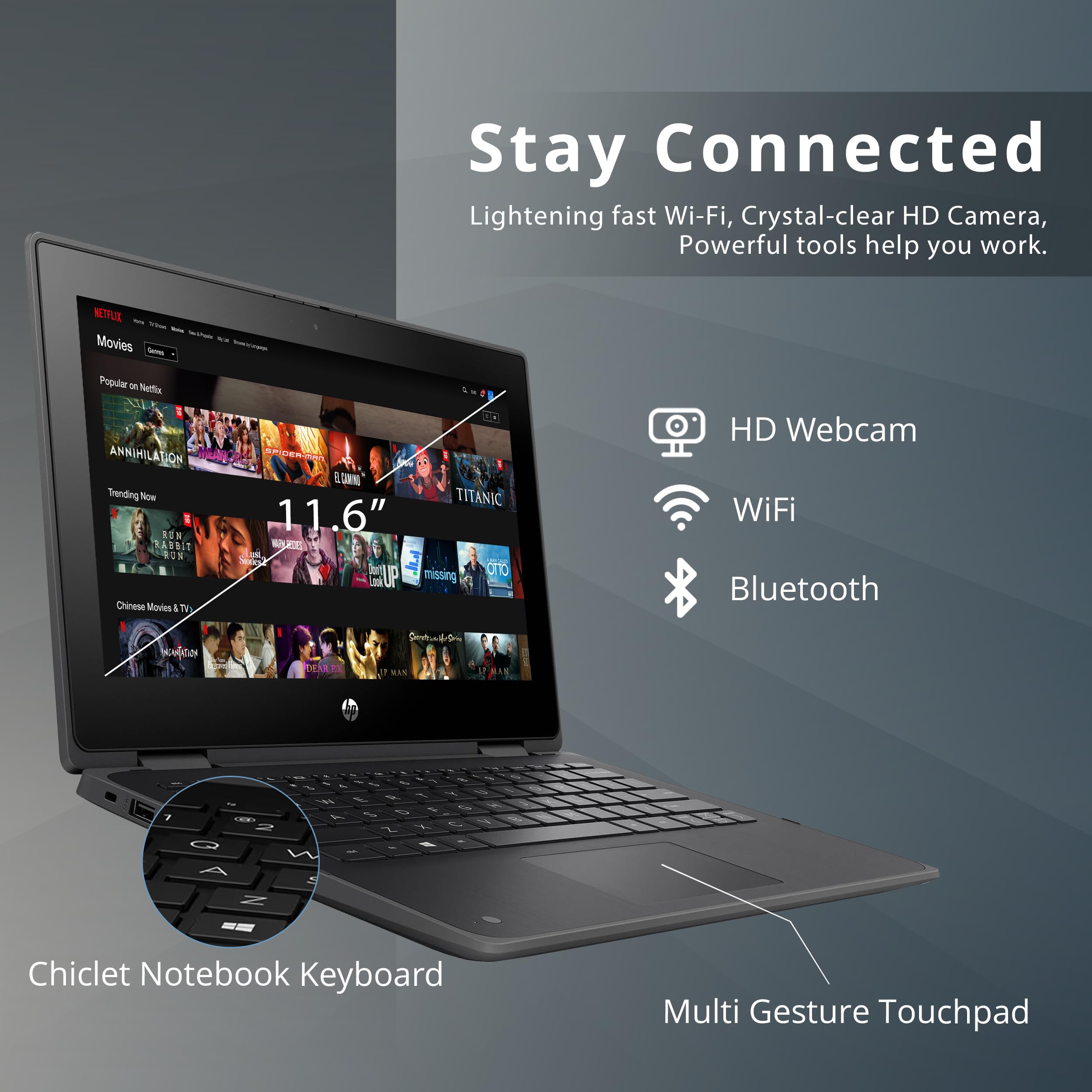 Foto 4 pulgar | Laptop Hp Probook X360 11 11.6 Pulgadas Windows 10 Pro 5 EE Intel Celeron 4 GB RAM Negra-Venta Internacional