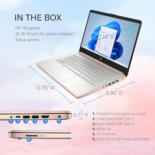 Foto 5 | Laptop Hp 14 pulgadas Windows 11 Intel Celeron N4120 32 GB RAM 576 GB Rosa-Venta Internacional