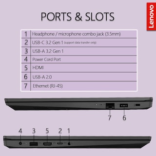 Foto 3 | Laptop Lenovo V15 15.6 Pulgadas Windows 11 Pro Intel Celeron N4500 32 GB RAM 1 TB Ssd Negra Reacondicionada-Venta