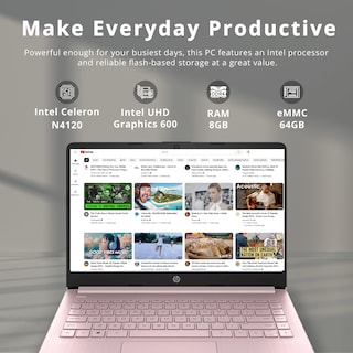 Foto 2 | Ordenador Portátil Hp Stream 14 Hd Brightview 2022 8 Gb Ram 64 Gb Ssd Rosa - Venta Internacional.