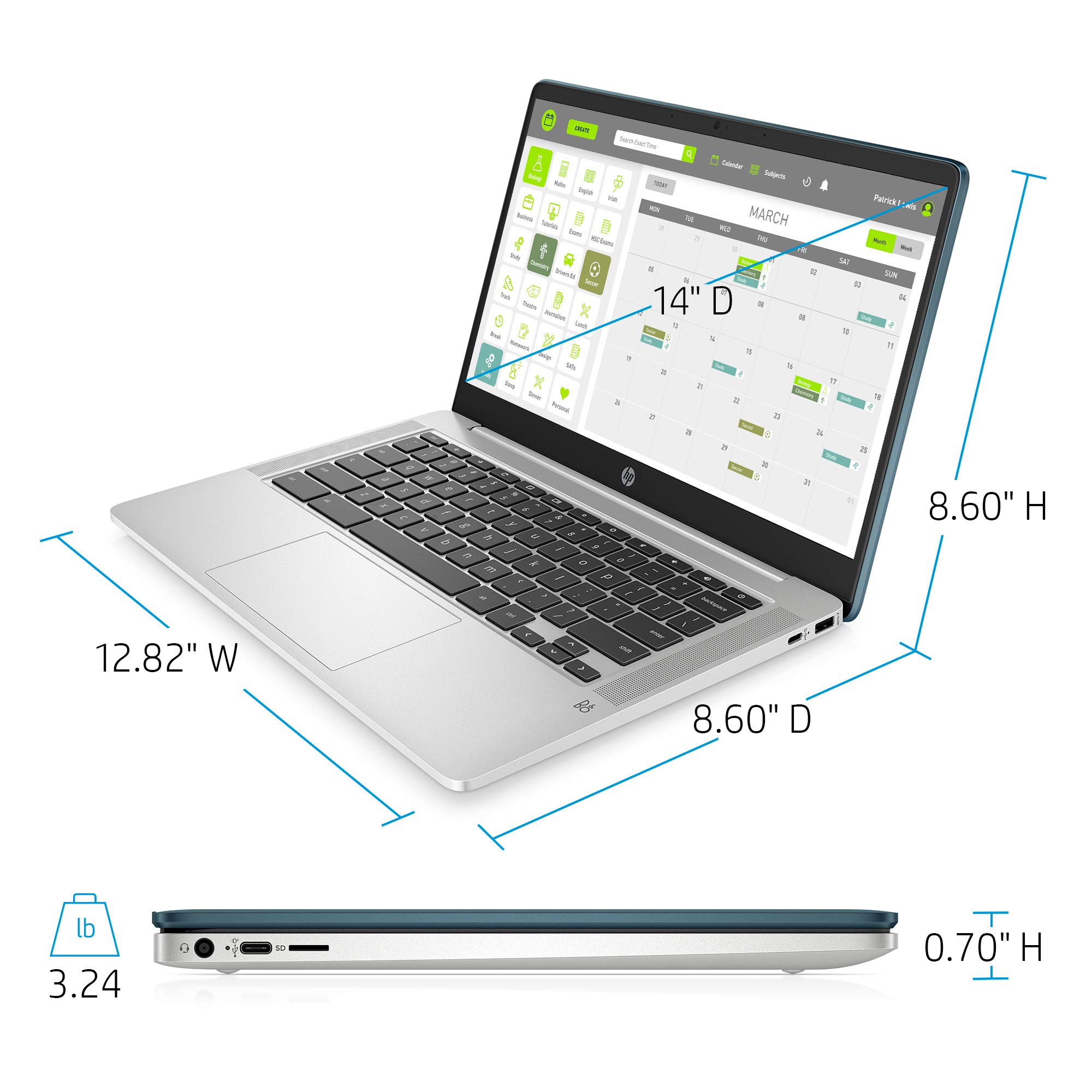 Foto 5 pulgar | Portátil Hp Chromebook Hd Intel Celeron N4000 De 14 Pulgadas Con 4 Gb De Ram - Venta Internacional.
