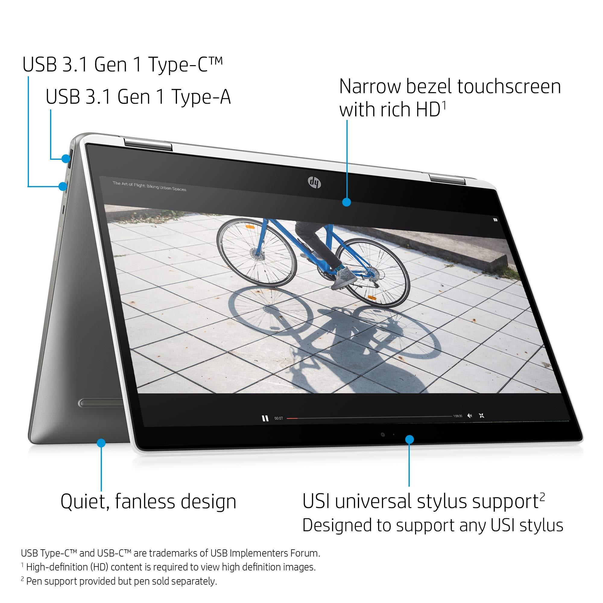 Foto 3 | Portátil Hp Chromebook X360 Con Pantalla Táctil Hd De 14 Pulgadas, 4 Gb De Ram, 32 Gb - Venta Internacional.