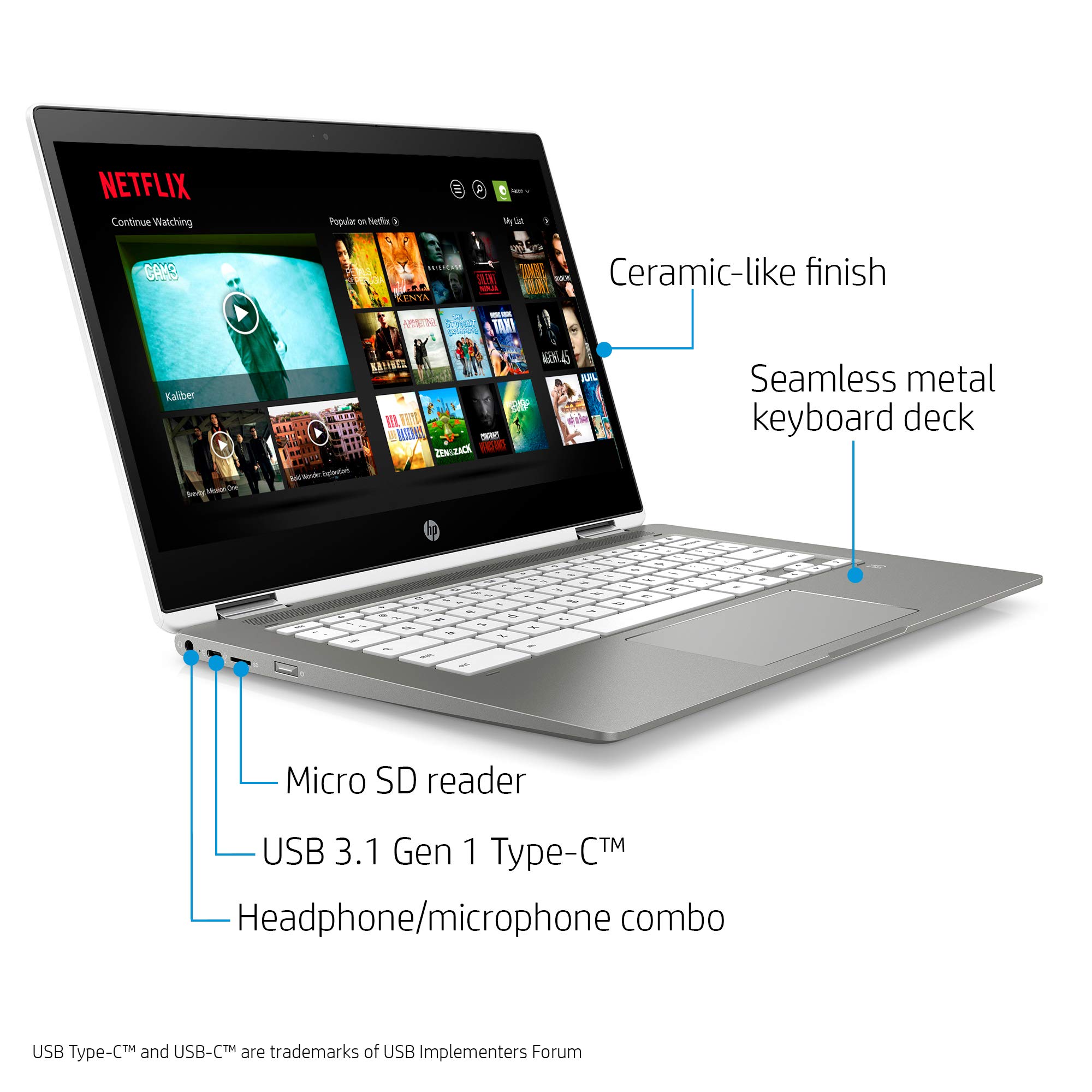 Foto 4 | Portátil Hp Chromebook X360 Con Pantalla Táctil Hd De 14 Pulgadas, 4 Gb De Ram, 32 Gb - Venta Internacional.