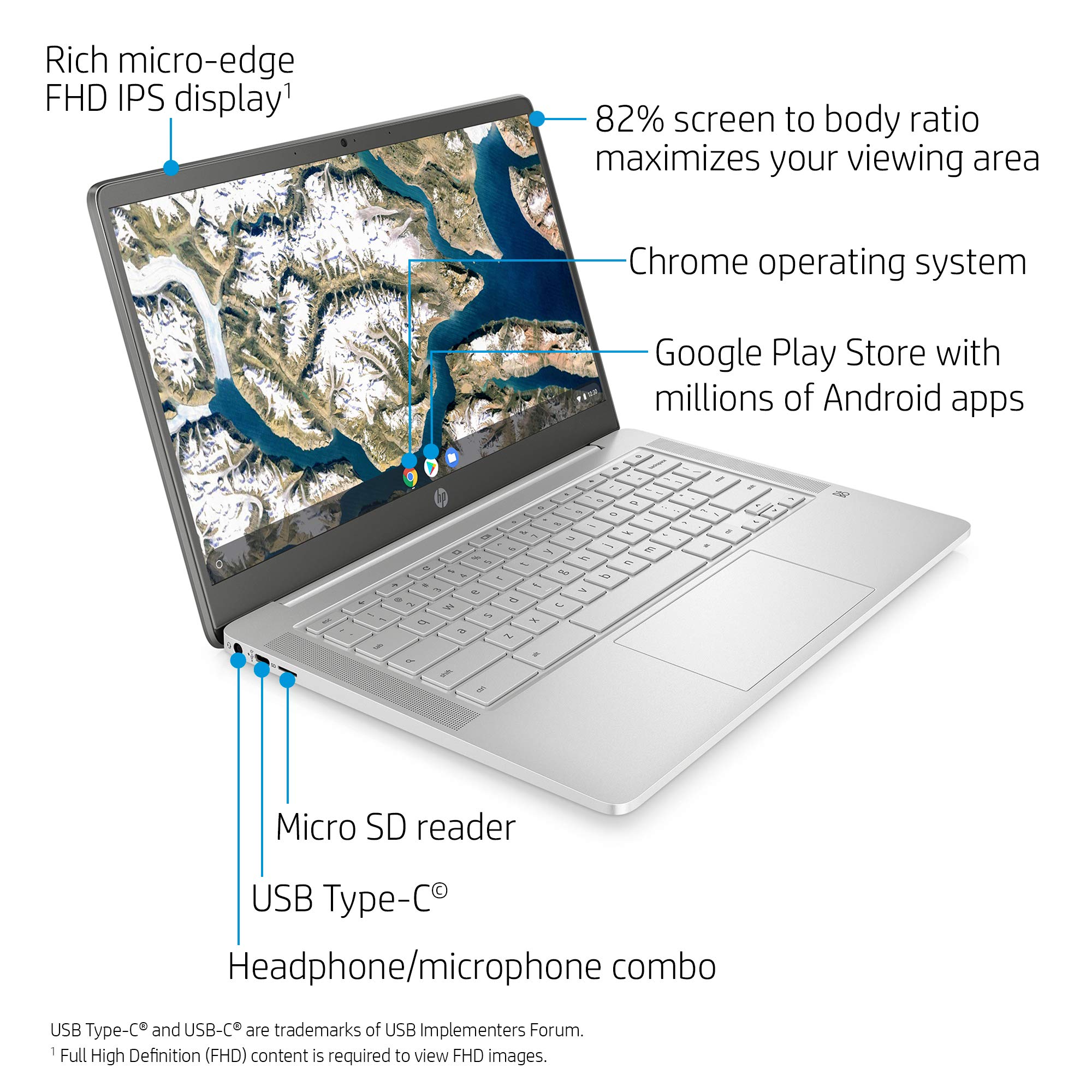Foto 2 | Computadora Portátil Hp Chromebook De 14 Pulgadas Con Pantalla Fhd Intel Celeron N4000 De 4 Gb/32 Gb - Venta Interna