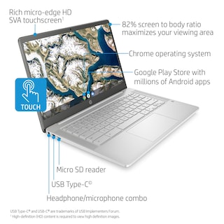 Foto 2 | Portátil Hp Chromebook Con Pantalla Táctil Hd De 14 Pulgadas, 4 Gb De Ram, 32 Gb Emmc - Venta Internacional.