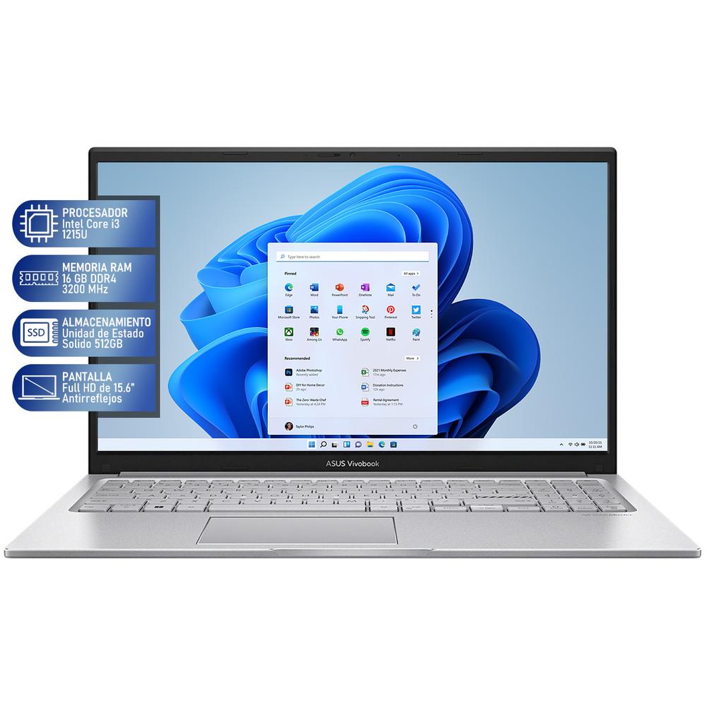 Foto 3 pulgar | Laptop Asus Vivobook 15 Intel Core I3 1215u 16gb Ram 512gb Ssd 15.6'' Windows 11 Home Mouse Dxt Reacondicionado
