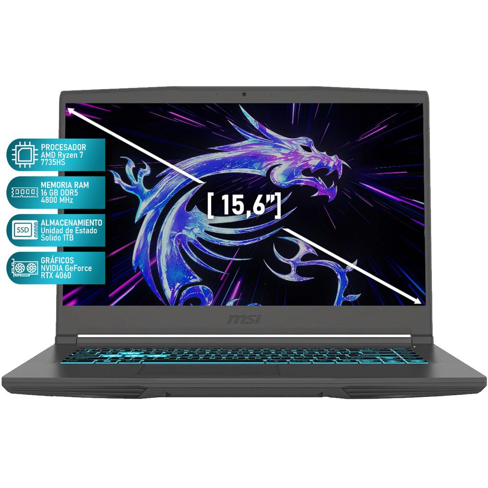 Foto 2 | Laptop Gamer Msi Thin A15 Geforce Rtx 4060 Amd Ryzen 7 7735hs 16gb Ram 1tb Ssd 15.6'' Teclado En Español Reacondicionad