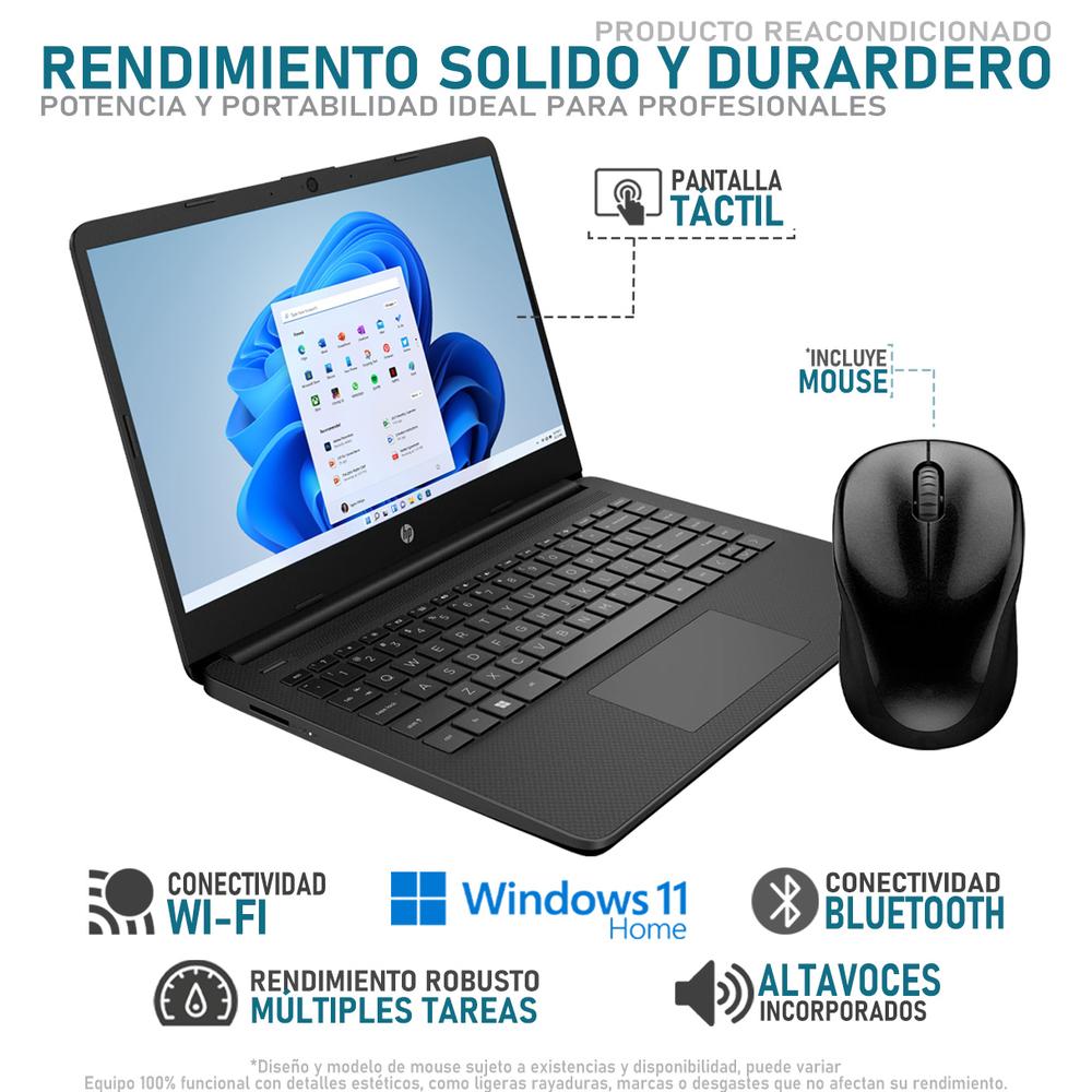 Foto 4 pulgar | Lapop Hp 14 Amd Ryzen 3 5300u 16gb Ram 256gb Ssd 14'' Touchscreen Windows 11 Home Teclado En Ingles + Mouse Dxt R