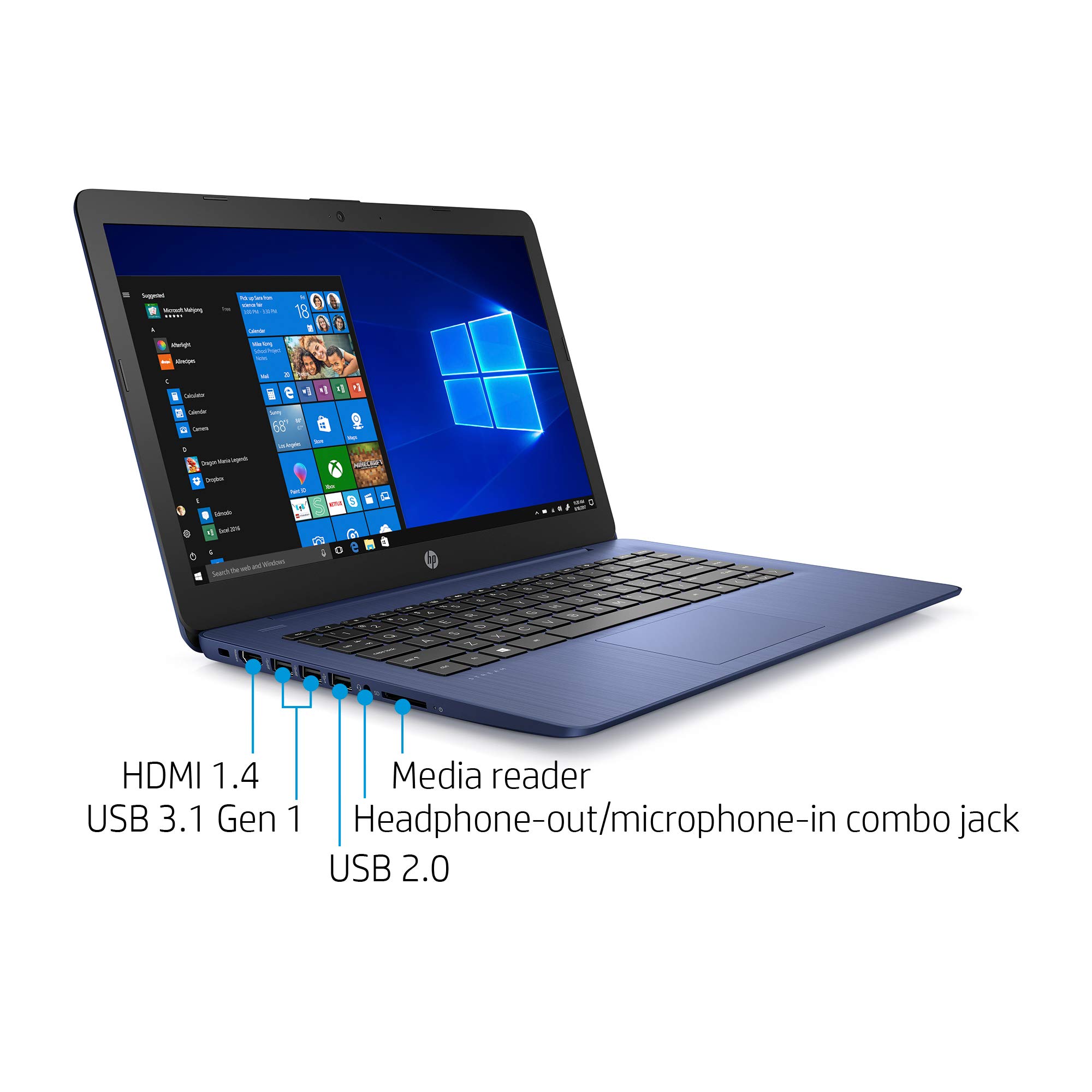 Foto 5 pulgar | Laptop HP Stream 14 Pulgadas 4 GB RAM 64 GB Windows 10 Azul Reacondicionado