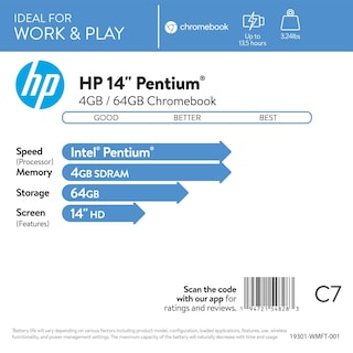 Foto 7 | Ordenador Portátil Hp 2020 Flagship 14 Chromebook 14 Pulgadas 4 Gb 64 Gb Emmc - Venta Internacional.