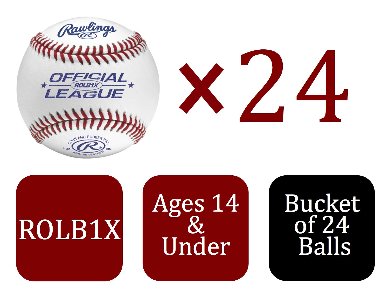 Foto 4 pulgar | Baseball Rawlings Rolb1x Official League 14u Youth X24 Con Cubo - Venta Internacional.