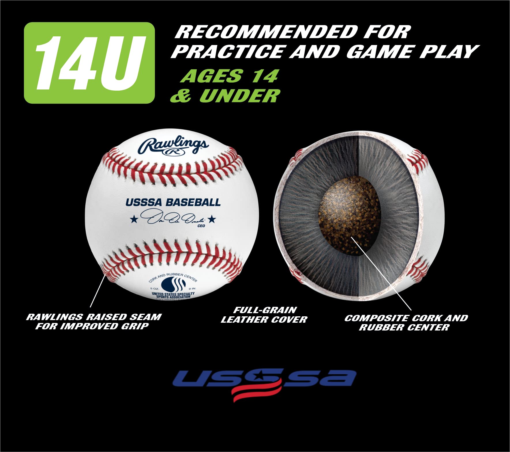 Foto 5 pulgar | Pelotas De Béisbol Rawlings Rolb1usssa Competition, Grado 14u, 12 Unidades - Venta Internacional.