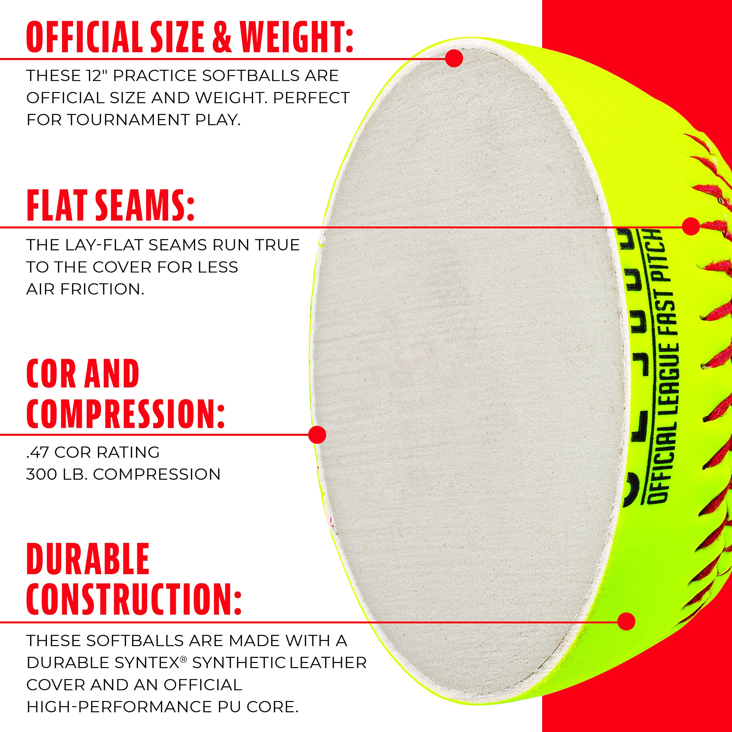 Foto 5 pulgar | Pelotas De Softball Franklin Sports, Tamaño Oficial, Fastpitch, Paquete De 12 - Venta Internacional.