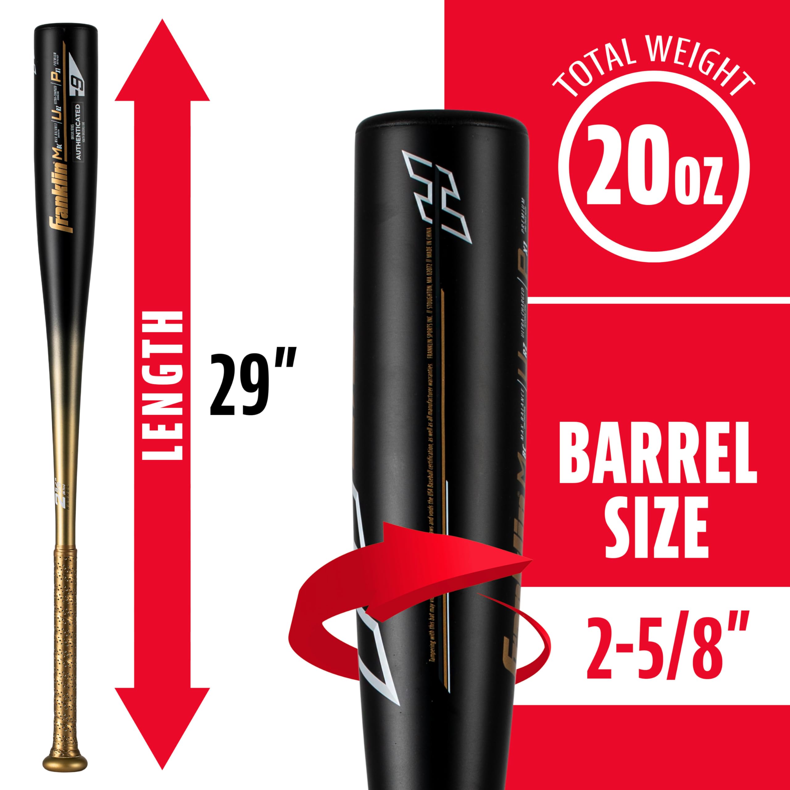 Foto 4 pulgar | Bate De Béisbol Franklin Sports Heist 900 Youth, 29 Pulgadas/567 G - Venta Internacional.