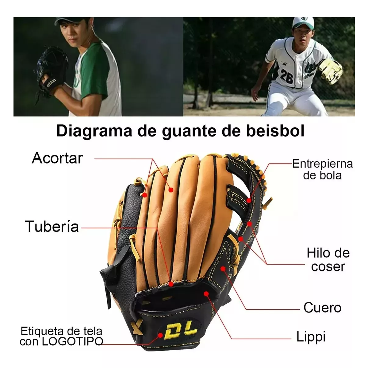 Foto 3 pulgar | Guante De Béisbol Para Juvenil De Piel De Vaca Eo Safe Imports Esi-17481 Multicolor