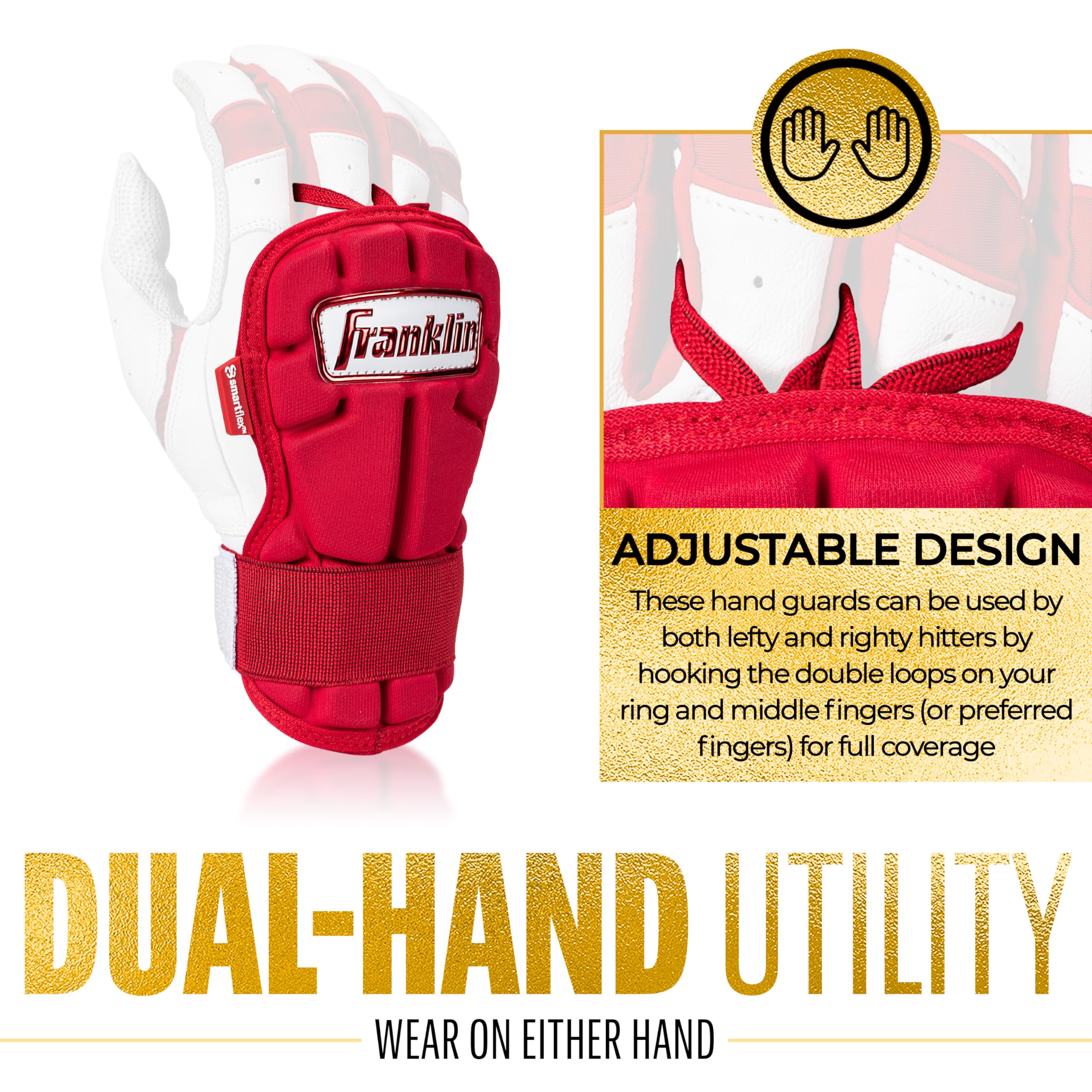 Foto 5 pulgar | Protector De Manos Y Muñeca Franklin Sports Prt Serie Lg Para Adultos, Rojo - Venta Internacional.