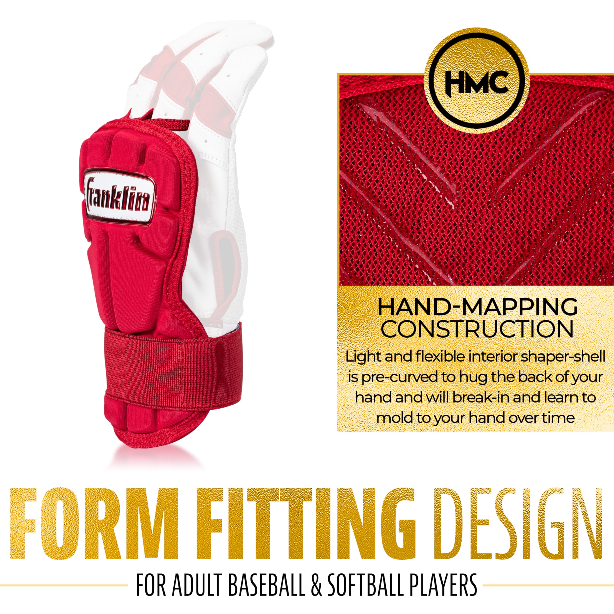 Foto 6 pulgar | Protector De Manos Y Muñeca Franklin Sports Prt Serie Lg Para Adultos, Rojo - Venta Internacional.