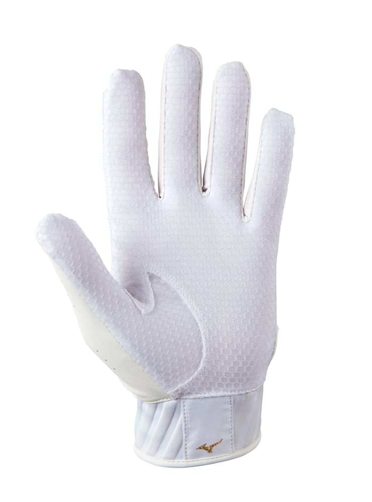 Foto 3 pulgar | Guantes De Bateo De Béisbol Mizuno Mvp Para Adultos  Color Blanco-dorado  Talla L - Venta Internacional.