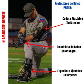 Foto 2 | Kit Protecciones Bateo Con Codera Broche - Negro Unitalla