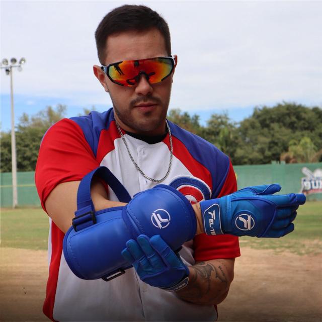 Foto 7 | Kit 3 Pz Protecciones Bateo Broche + Slidding Glove - Dorado/azul M