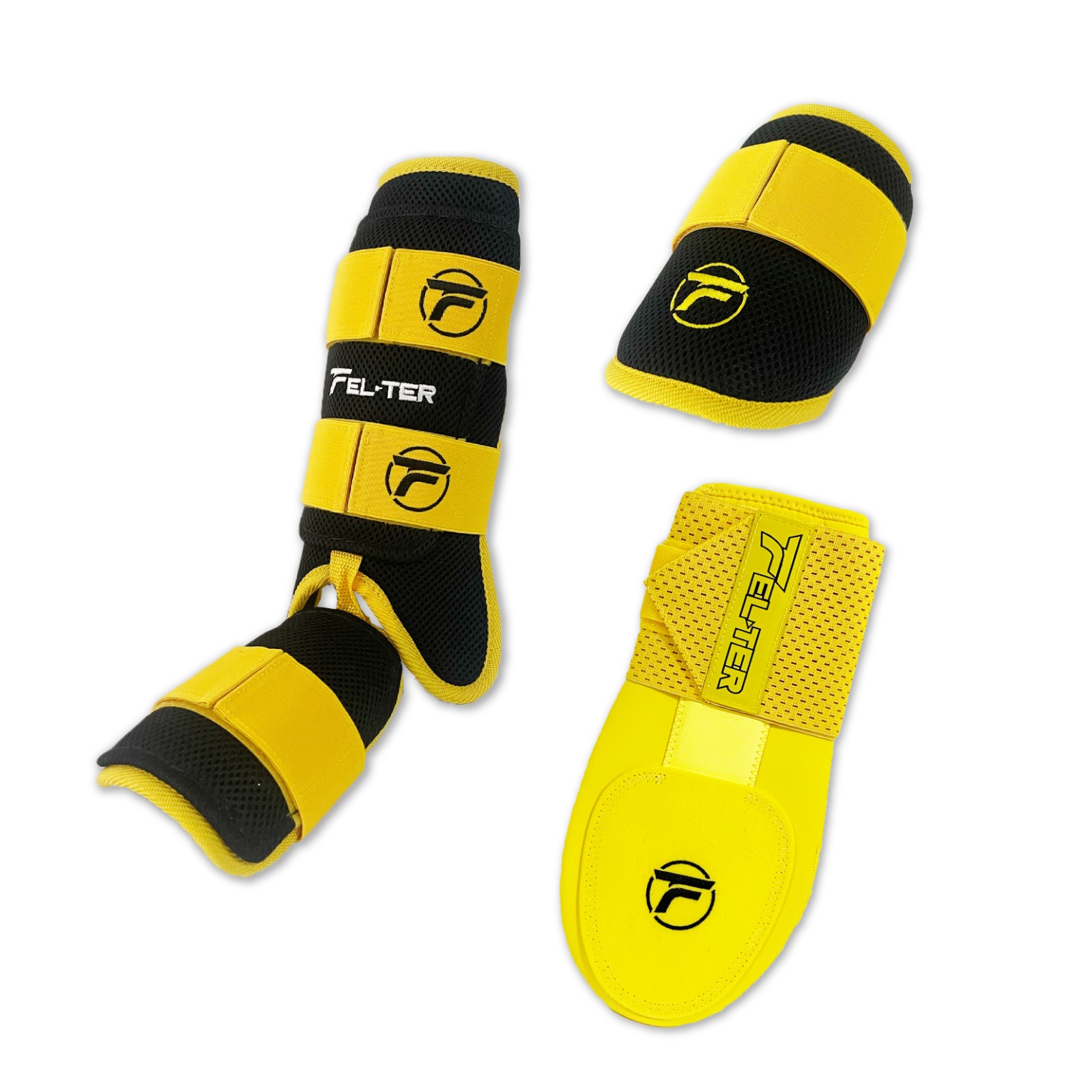 Foto 2 pulgar | Kit de Protecciones de Bateo Velcro + Guante deslizante - 3 Piezas Amarillo/Negro