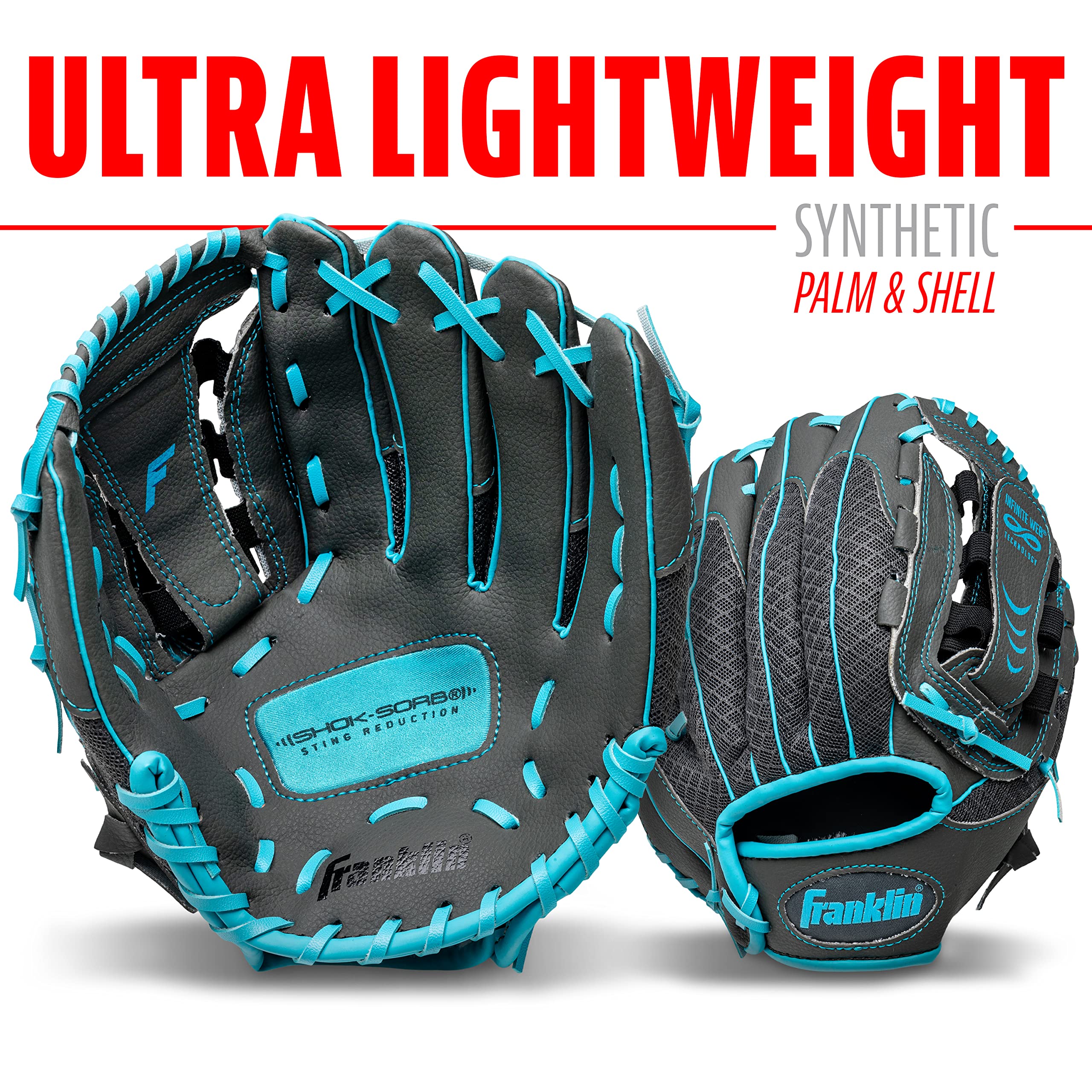 Foto 5 pulgar | Guante de Béisbol Franklin Sports Shok Sorb Graphite Blue 10.5 - Venta Internacional