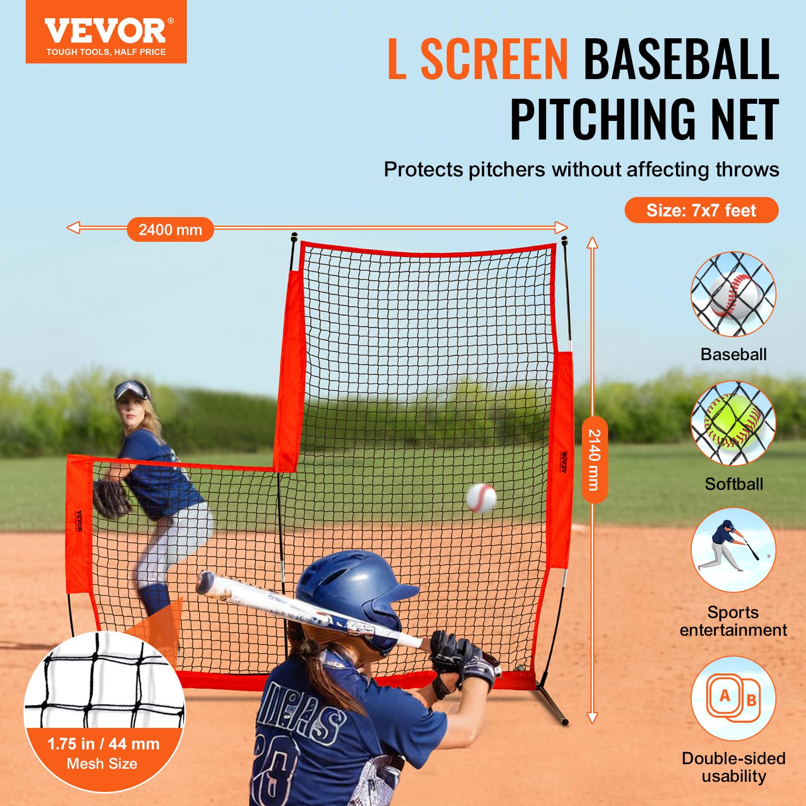 Foto 3 pulgar | Baseball L Screen Vevor De 7 X 7 Pies De Seguridad Para Béisbol Y Sóftbol - Venta Internacional.