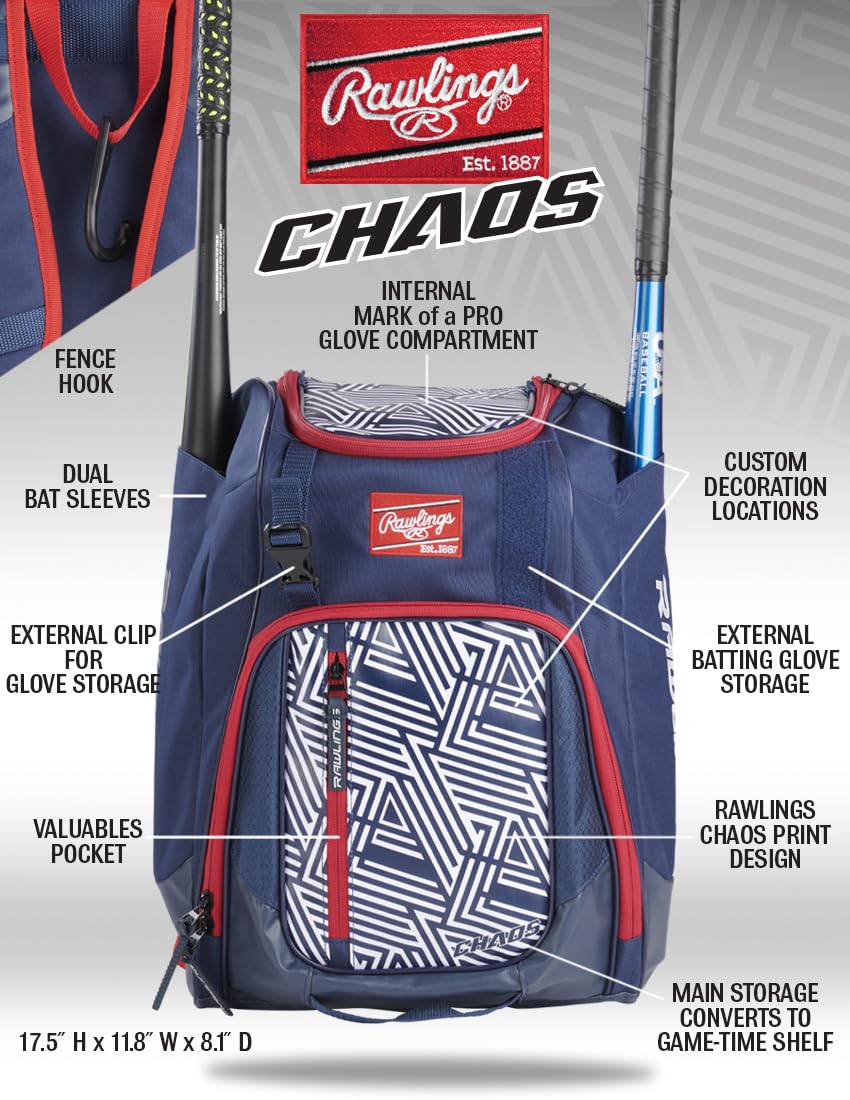 Foto 7 pulgar | Mochila Rawlings Chaos Series Para Béisbol Y Sóftbol Juvenil - Venta Internacional.