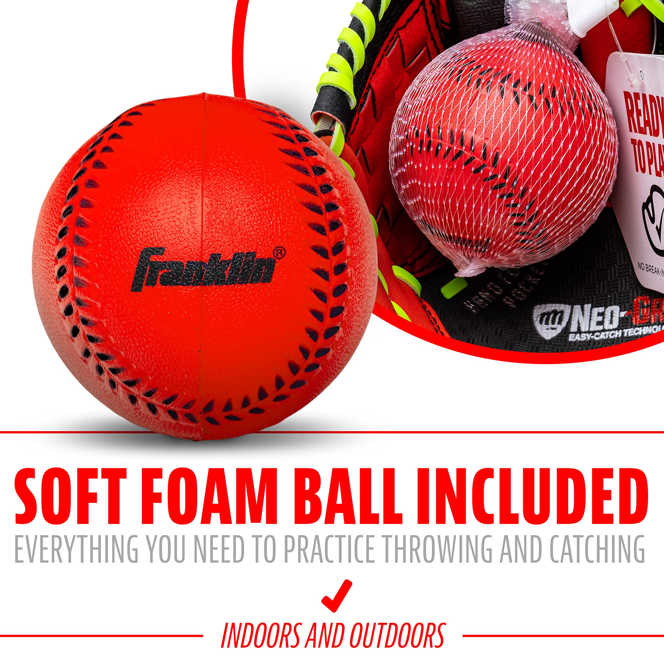 Foto 6 pulgar | Guante De Béisbol Franklin Sports Neogrip Kids Red 9.0 - Venta Internacional.