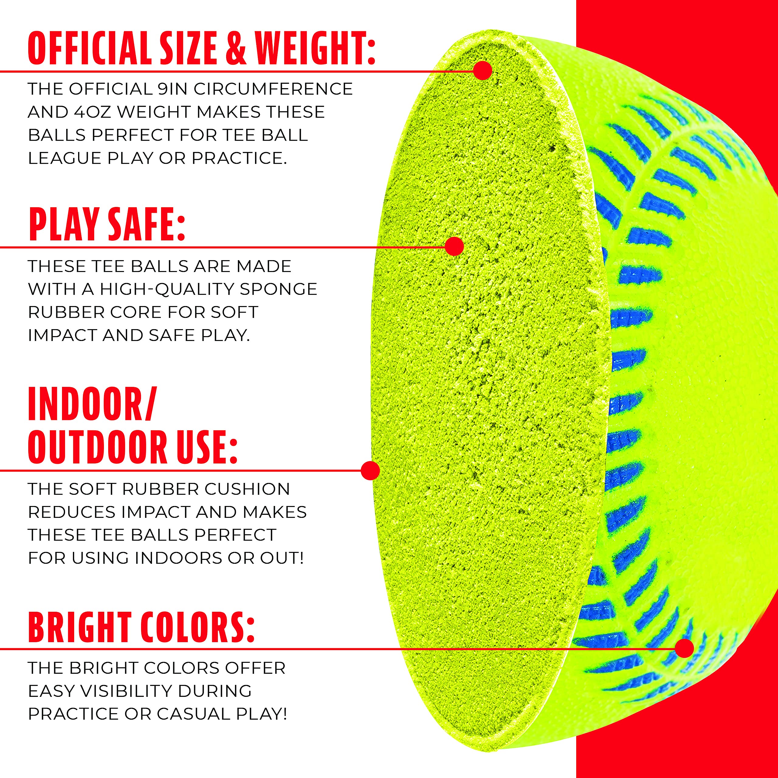 Foto 4 | Teeball Franklin Sports Pro Brite Neon Rubber Mlb Youth - Venta Internacional.