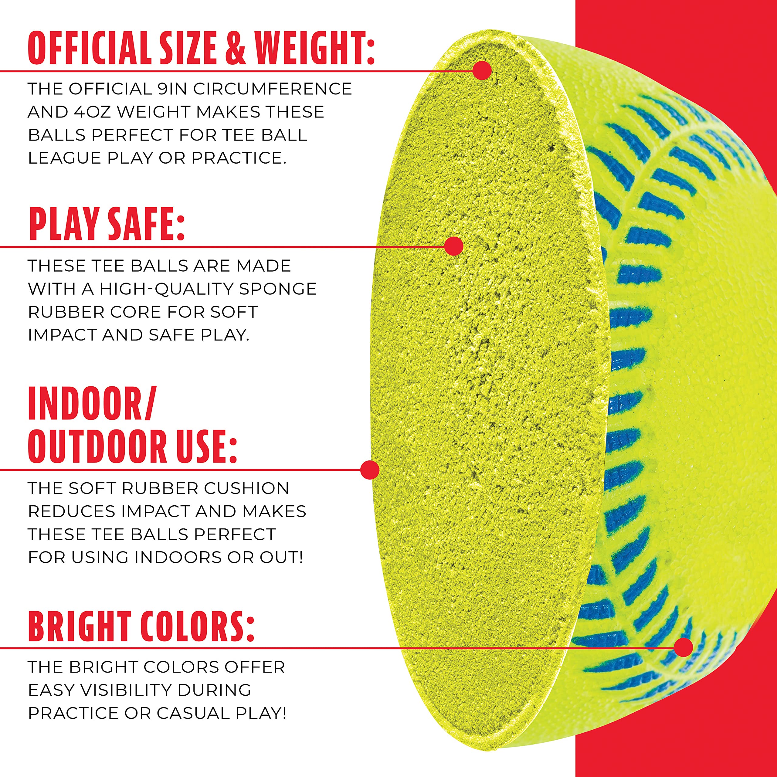 Foto 5 pulgar | Teeball Franklin Sports Pro Brite Neon Rubber Mlb Youth - Venta Internacional.