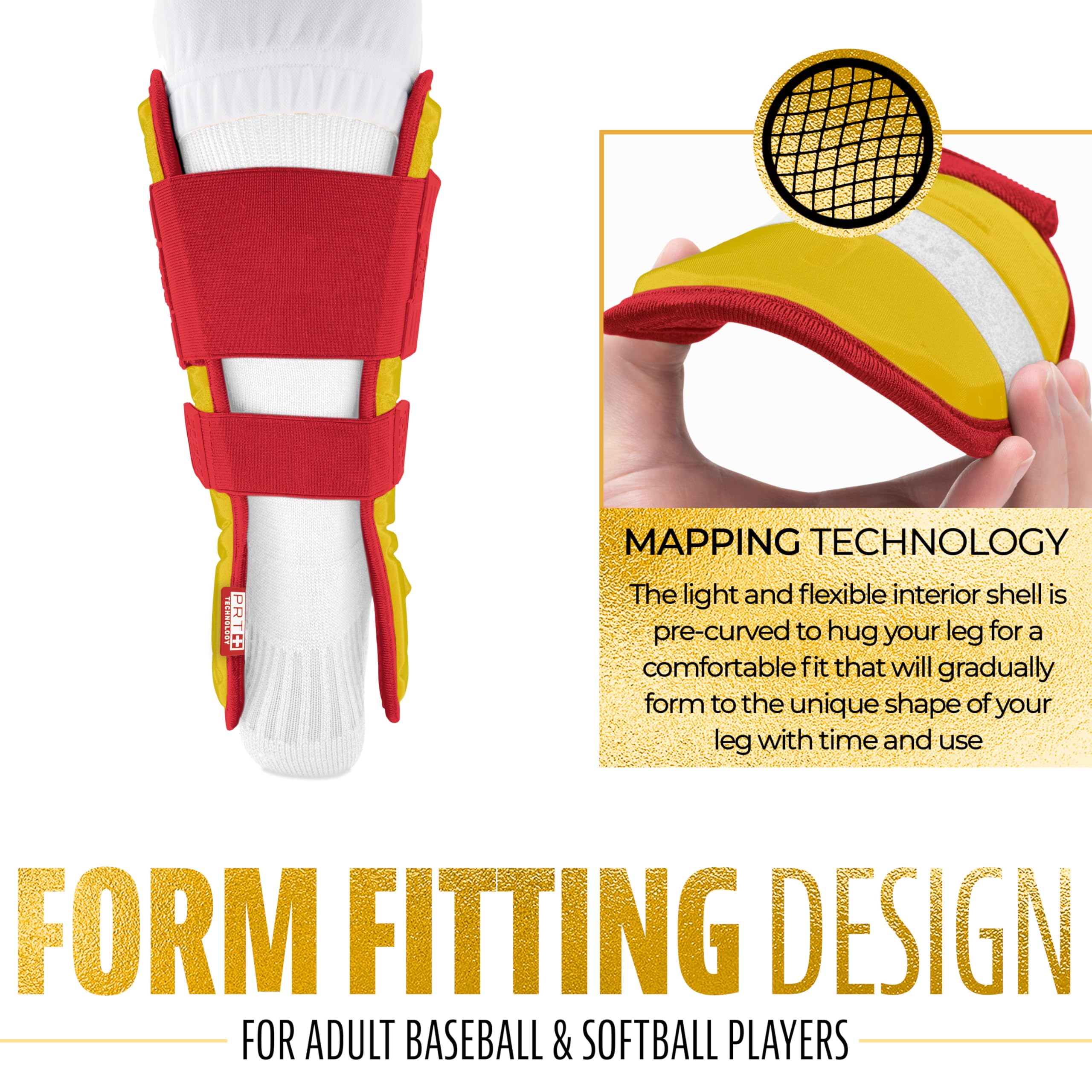 Foto 6 pulgar | Protector De Piernas Franklin Sports Prt Series De Béisbol Para Adultos, Color Amarillo/rojo - Venta Internacional.