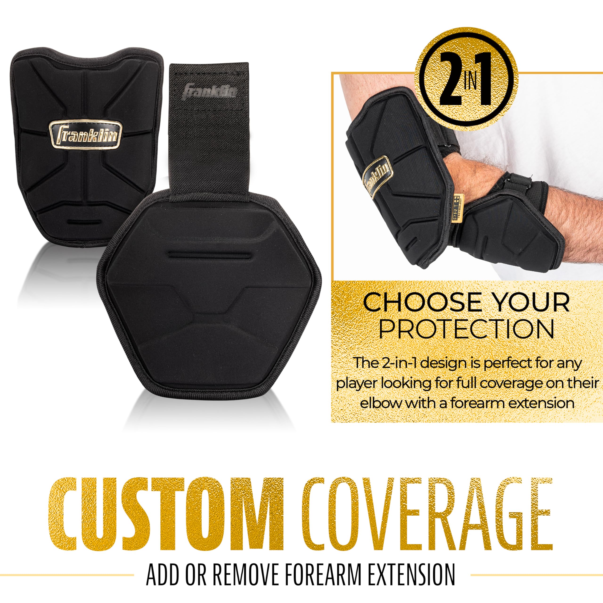 Foto 3 pulgar | Protector De Codo Franklin Sports Prt Series De Béisbol Para Adultos, Color Negro Y Dorado - Venta Internacional.