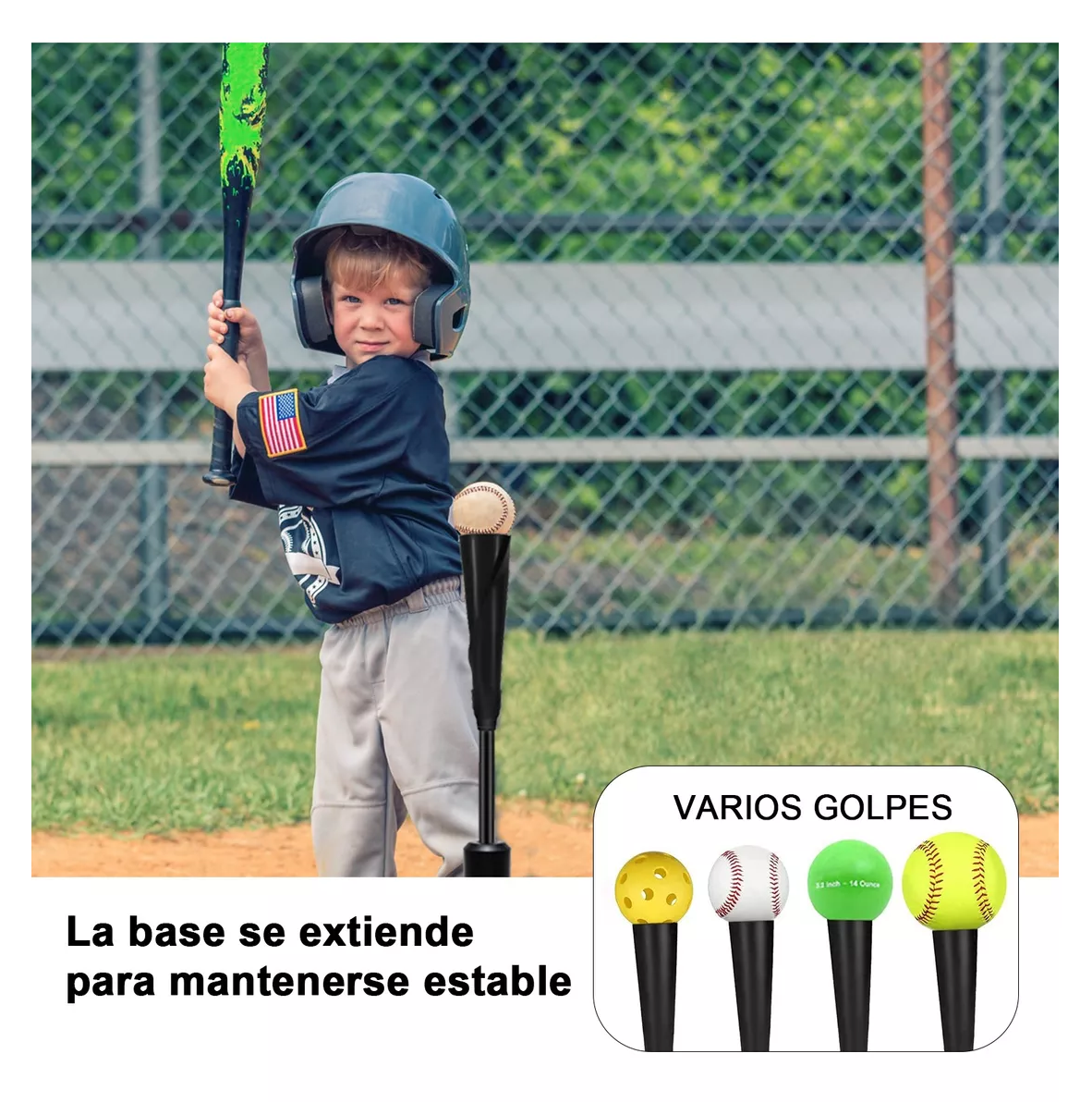 Foto 5 pulgar | Base Entrenadora De Bateo(tee Ball)beisbol Softball 75-115 Cm Negro