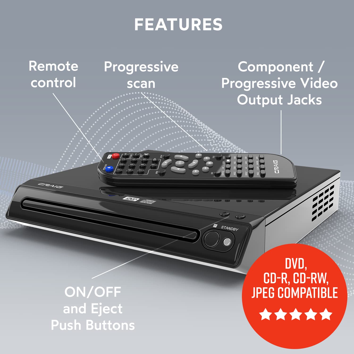 Foto 2 | Reproductor De Dvd/cd Craig Cvd512a Dvd-r/rw, Jpeg, Cd-r/rw Con Mando A Distancia - Venta Internacional.