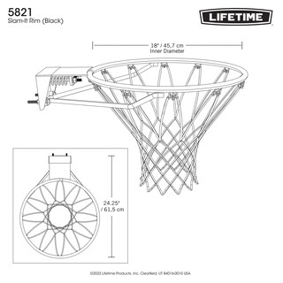 Foto 3 | Lifetime Basquetbol Slam-it Negro Aro De Baloncesto Adulto Negro (black) 18 Pulgadas