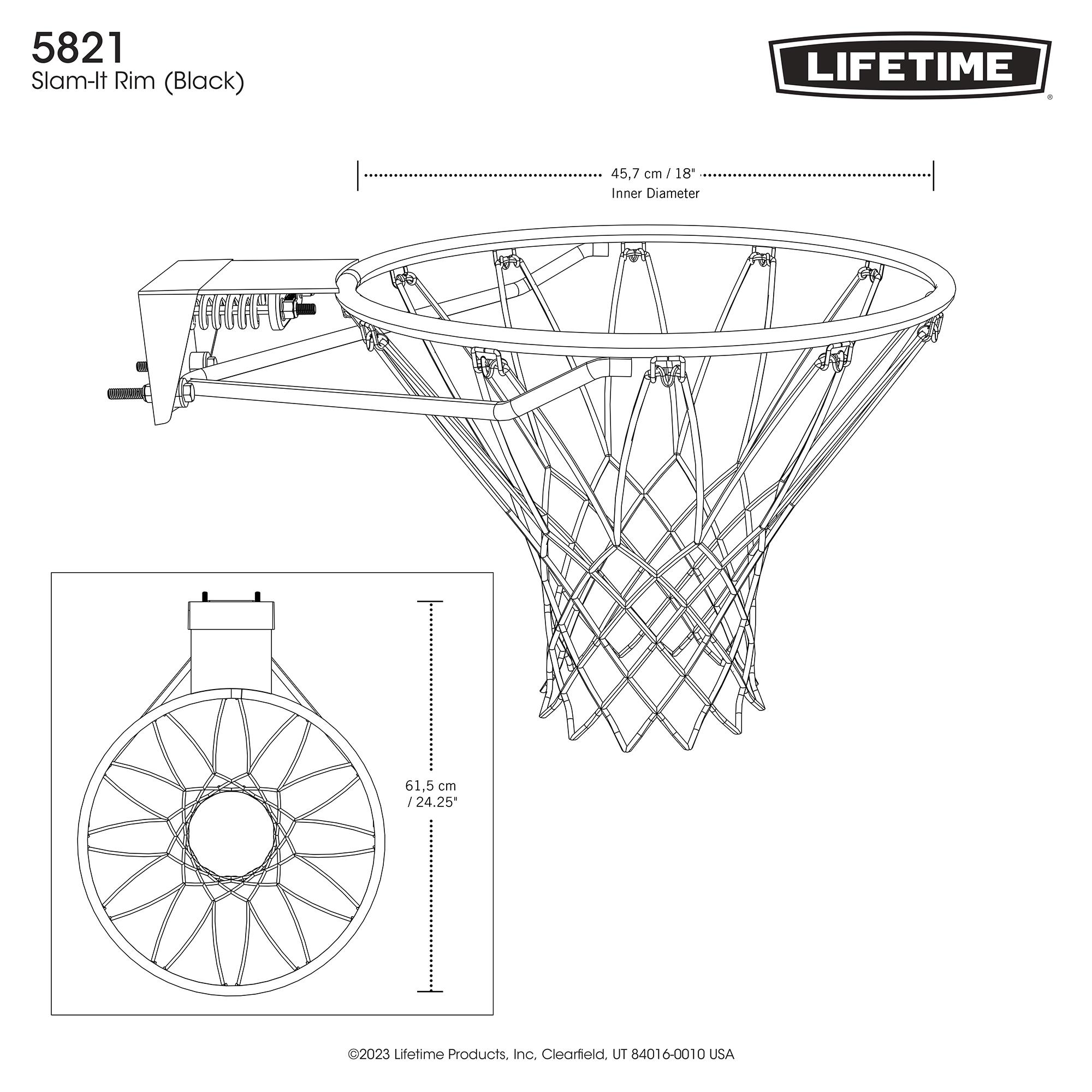 Foto 5 pulgar | Lifetime Basquetbol Slam-it Negro  Aro De Baloncesto Adulto  Negro (black)  18 Pulgadas