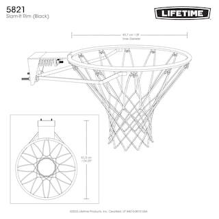 Foto 4 | Lifetime Basquetbol Slam-it Negro Aro De Baloncesto Adulto Negro (black) 18 Pulgadas
