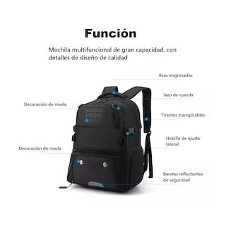 Foto 2 | Mochila Con Compartimento Para Pelotas Y Zapatos Eo Safe Imports Esi-14495 Negro