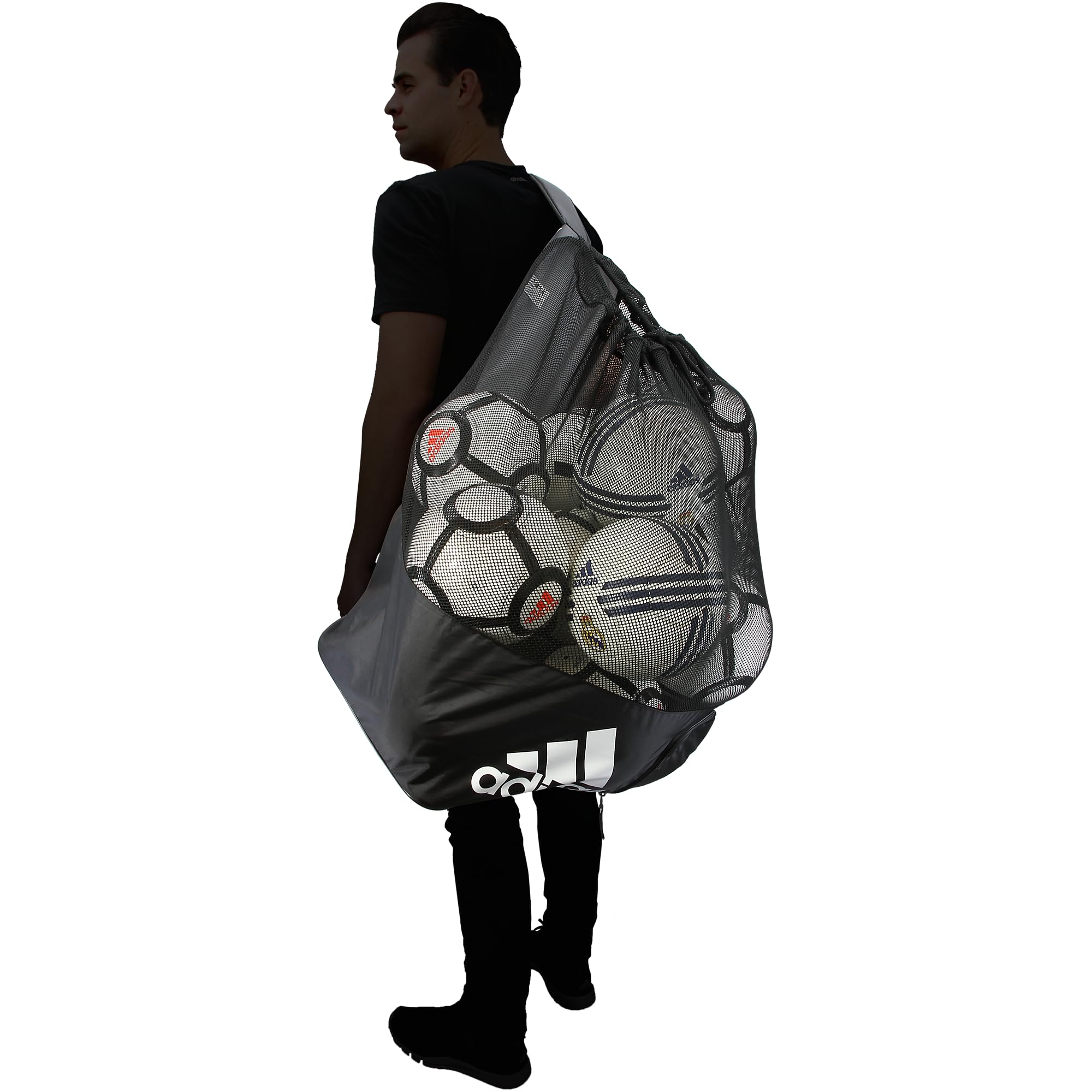 Foto 7 pulgar | Bolso Adidas Stadium Negro/blanco Para 12 A 15 Balones Inflados - Venta Internacional.